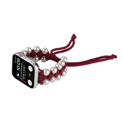 Umbrella Rope Bead Nylon Watch Band For Apple Watch Ultra 49mm&Watch Ultra 2 49mm / Series 9&8&7 45mm / SE 3&SE 2&6&SE&5&4 44mm / 3&2&1 42mm(Red) by bashfashion