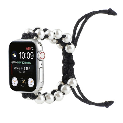 Umbrella Rope Bead Nylon Watch Band For Apple Watch Ultra 49mm&Watch Ultra 2 49mm / Series 9&8&7 45mm / SE 3&SE 2&6&SE&5&4 44mm / 3&2&1 42mm(Black) by bashfashion