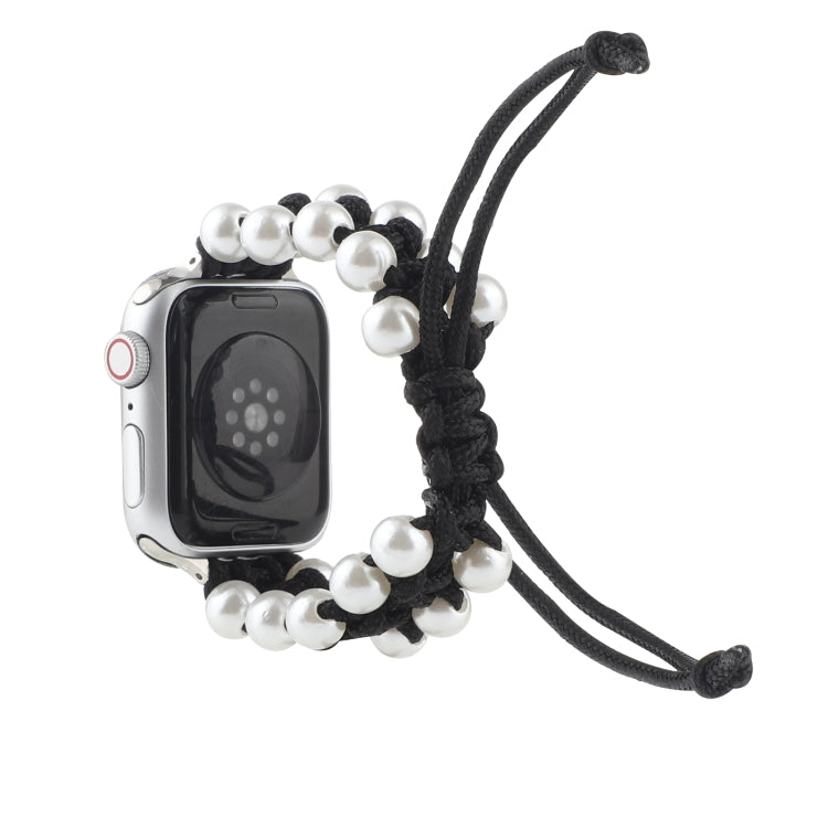 Umbrella Rope Bead Nylon Watch Band For Apple Watch Ultra 49mm&Watch Ultra 2 49mm / Series 9&8&7 45mm / SE 3&SE 2&6&SE&5&4 44mm / 3&2&1 42mm(Black) by bashfashion