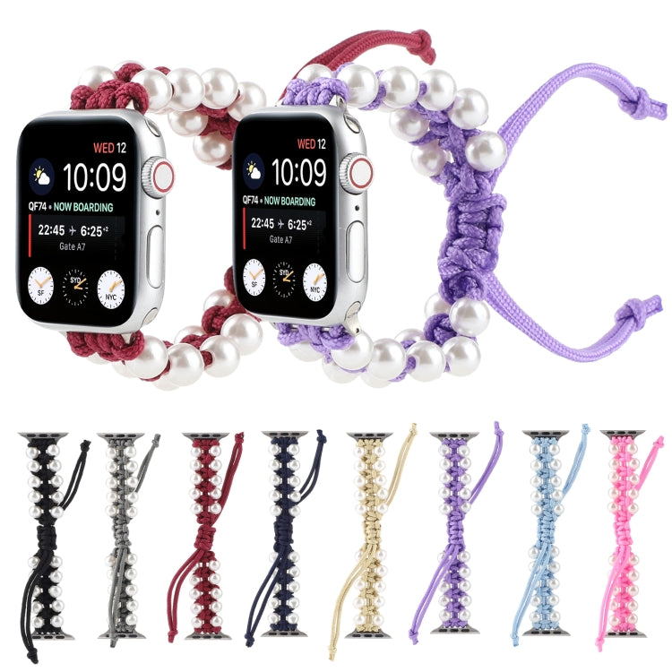 Umbrella Rope Bead Nylon Watch Band For Apple Watch Ultra 49mm&Watch Ultra 2 49mm / Series 9&8&7 45mm / SE 3&SE 2&6&SE&5&4 44mm / 3&2&1 42mm(Yellow) by bashfashion