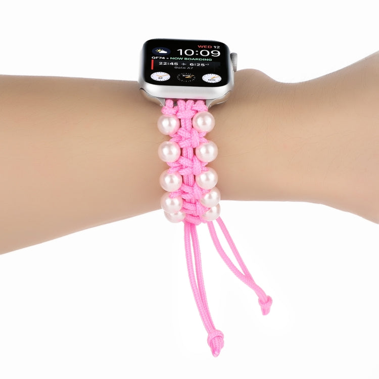 Umbrella Rope Bead Nylon Watch Band For Apple Watch Series 9&8&7 41mm / SE 3&SE 2&6&SE&5&4 40mm / 3&2&1 38mm(Pink) by bashfashion