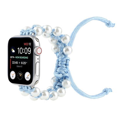 Umbrella Rope Bead Nylon Watch Band For Apple Watch Series 9&8&7 41mm / SE 3&SE 2&6&SE&5&4 40mm / 3&2&1 38mm(Light Blue) by bashfashion