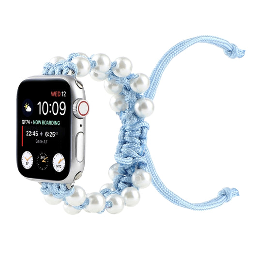 Umbrella Rope Bead Nylon Watch Band For Apple Watch Series 9&8&7 41mm / SE 3&SE 2&6&SE&5&4 40mm / 3&2&1 38mm(Light Blue) by bashfashion