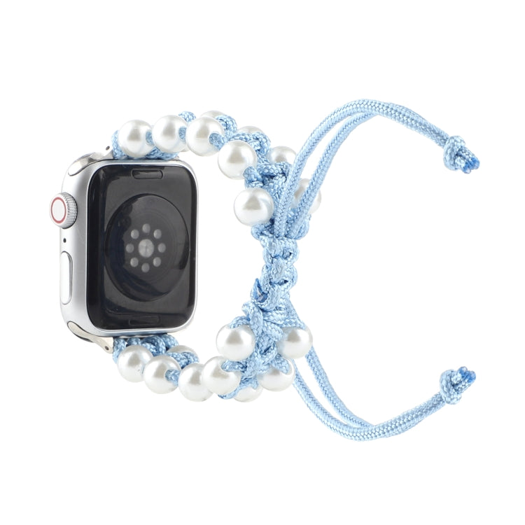 Umbrella Rope Bead Nylon Watch Band For Apple Watch Series 9&8&7 41mm / SE 3&SE 2&6&SE&5&4 40mm / 3&2&1 38mm(Light Blue) by bashfashion