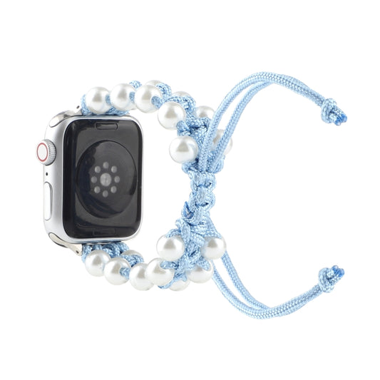 Umbrella Rope Bead Nylon Watch Band For Apple Watch Series 9&8&7 41mm / SE 3&SE 2&6&SE&5&4 40mm / 3&2&1 38mm(Light Blue) by bashfashion