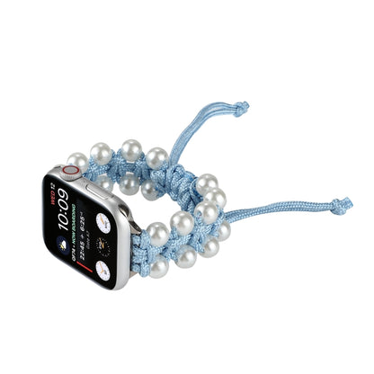 Umbrella Rope Bead Nylon Watch Band For Apple Watch Series 9&8&7 41mm / SE 3&SE 2&6&SE&5&4 40mm / 3&2&1 38mm(Light Blue) by bashfashion