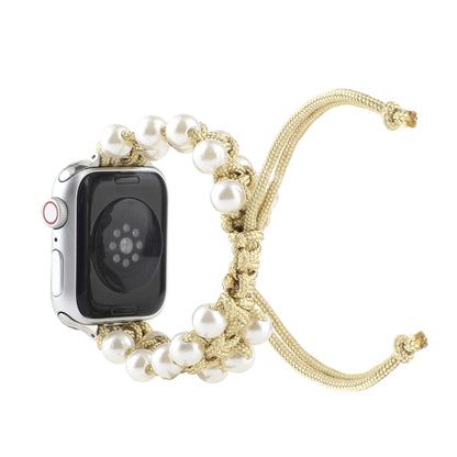 Umbrella Rope Bead Nylon Watch Band For Apple Watch Series 9&8&7 41mm / SE 3&SE 2&6&SE&5&4 40mm / 3&2&1 38mm(Yellow) by bashfashion