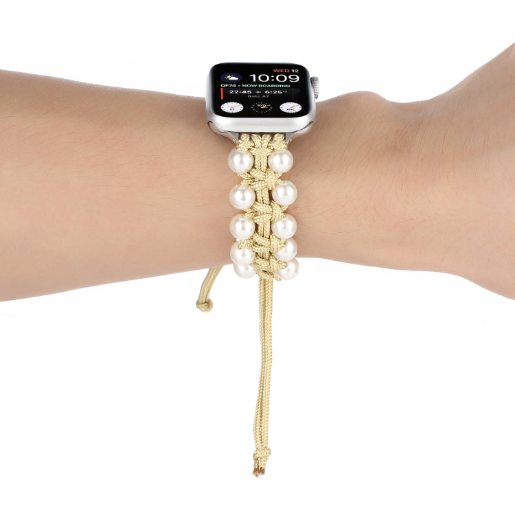 Umbrella Rope Bead Nylon Watch Band For Apple Watch Series 9&8&7 41mm / SE 3&SE 2&6&SE&5&4 40mm / 3&2&1 38mm(Yellow) by bashfashion