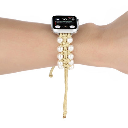 Umbrella Rope Bead Nylon Watch Band For Apple Watch Series 9&8&7 41mm / SE 3&SE 2&6&SE&5&4 40mm / 3&2&1 38mm(Yellow) by bashfashion