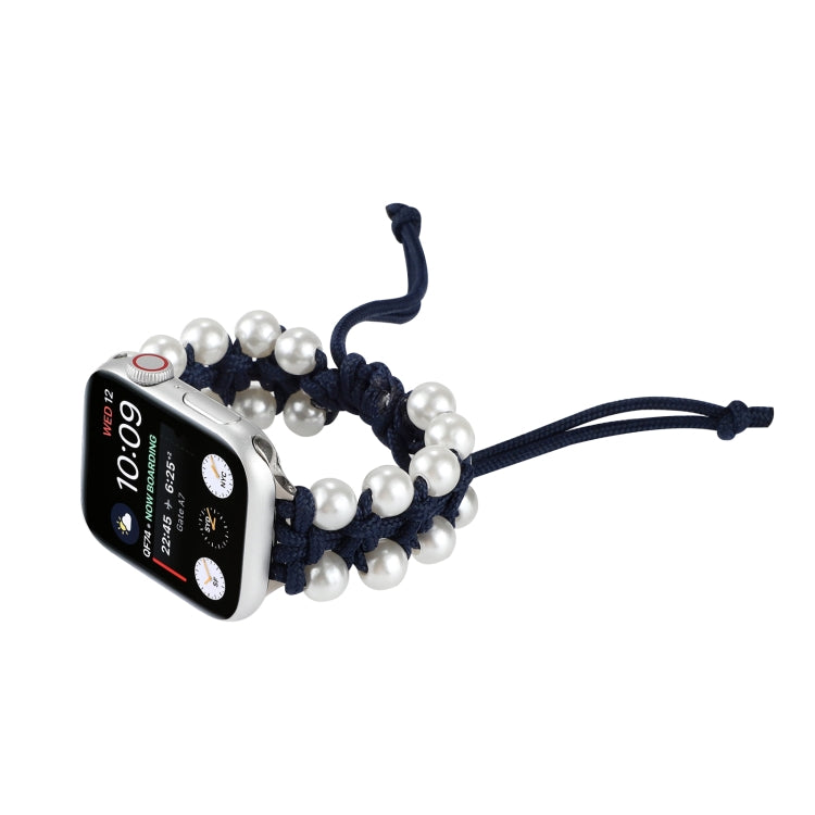Umbrella Rope Bead Nylon Watch Band For Apple Watch Series 9&8&7 41mm / SE 3&SE 2&6&SE&5&4 40mm / 3&2&1 38mm(Blue) by bashfashion