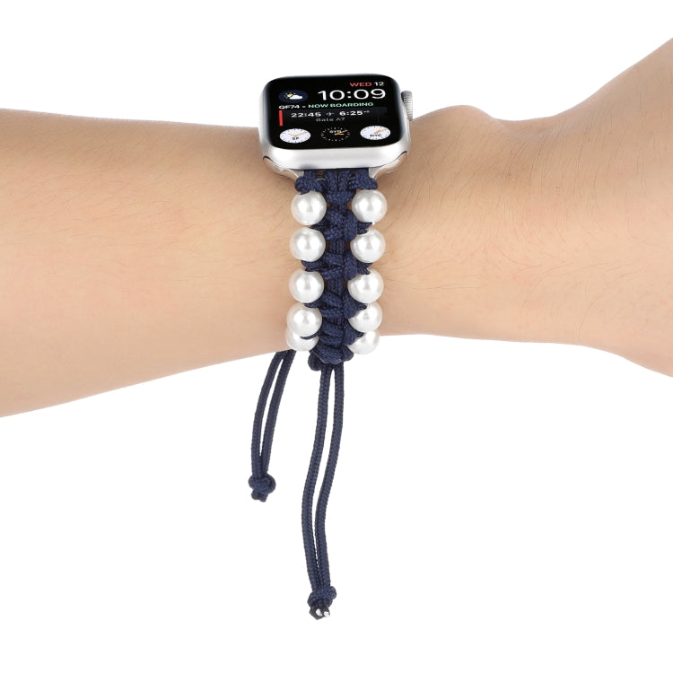 Umbrella Rope Bead Nylon Watch Band For Apple Watch Series 9&8&7 41mm / SE 3&SE 2&6&SE&5&4 40mm / 3&2&1 38mm(Blue) by bashfashion
