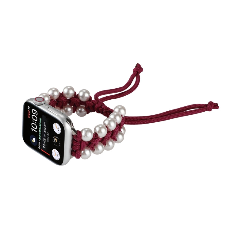 Umbrella Rope Bead Nylon Watch Band For Apple Watch Series 9&8&7 41mm / SE 3&SE 2&6&SE&5&4 40mm / 3&2&1 38mm(Red) by bashfashion
