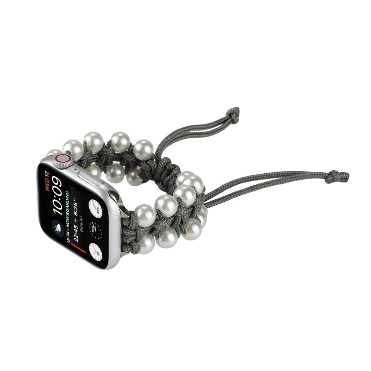 Umbrella Rope Bead Nylon Watch Band For Apple Watch Series 9&8&7 41mm / SE 3&SE 2&6&SE&5&4 40mm / 3&2&1 38mm(Gray) by bashfashion