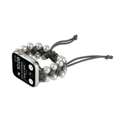 Umbrella Rope Bead Nylon Watch Band For Apple Watch Series 9&8&7 41mm / SE 3&SE 2&6&SE&5&4 40mm / 3&2&1 38mm(Gray) by bashfashion