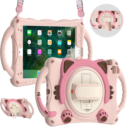 Cute Cat King Kids Shockproof Silicone Tablet Case with Holder & Shoulder Strap & Handle For iPad mini 5 / 4 / 3 / 2 /1(Pink) by bashfashion