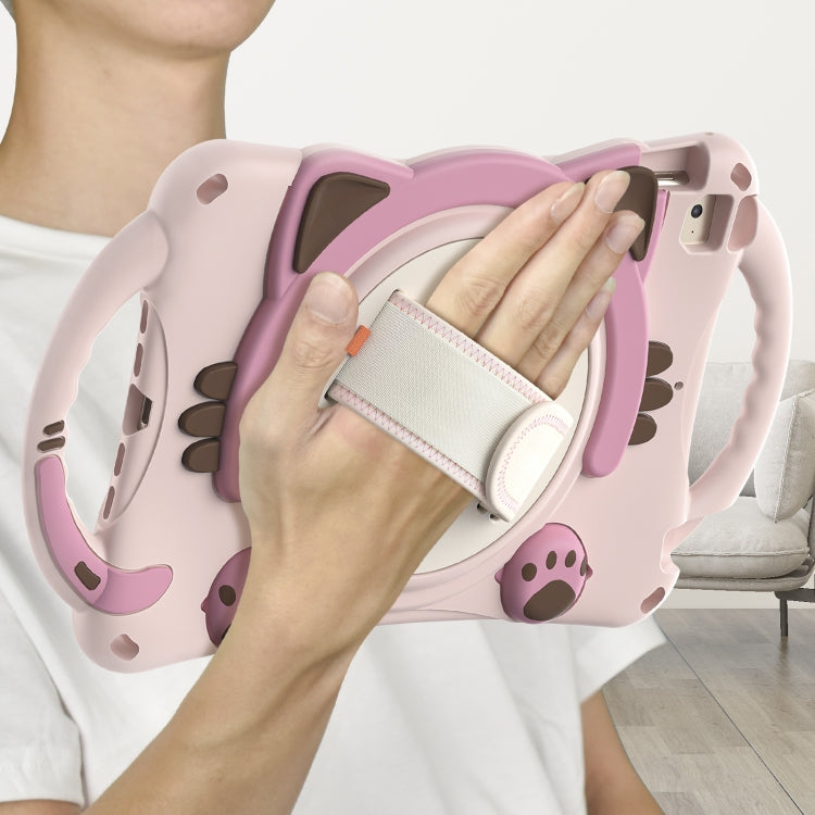 Cute Cat King Kids Shockproof Silicone Tablet Case with Holder & Shoulder Strap & Handle For iPad mini 5 / 4 / 3 / 2 /1(Pink) by bashfashion