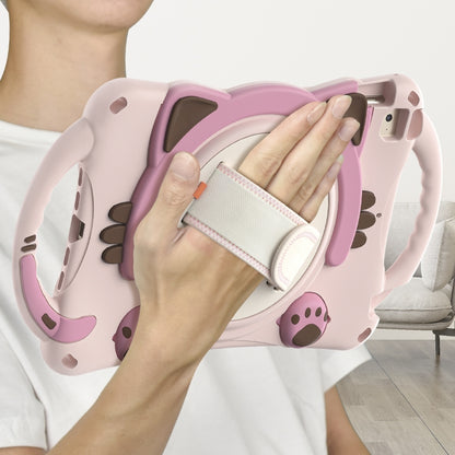 Cute Cat King Kids Shockproof Silicone Tablet Case with Holder & Shoulder Strap & Handle For iPad mini 5 / 4 / 3 / 2 /1(Pink) by bashfashion