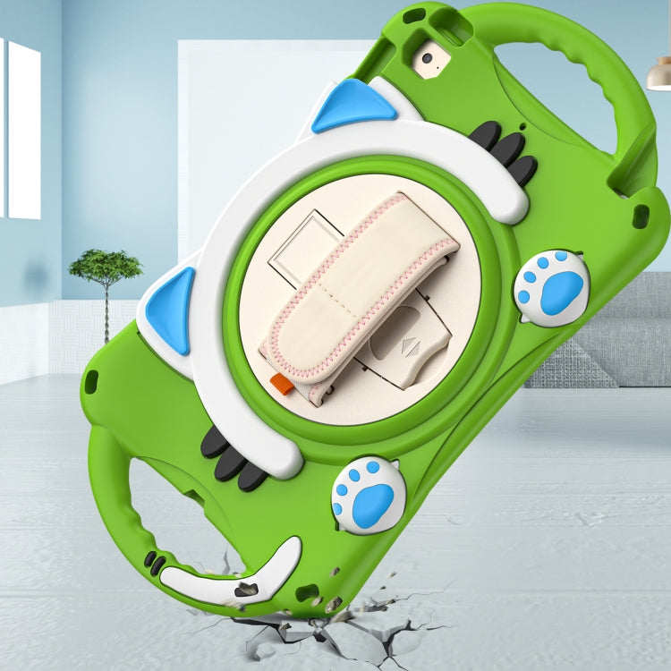 Cute Cat King Kids Shockproof Silicone Tablet Case with Holder & Shoulder Strap & Handle For iPad mini 5 / 4 / 3 / 2 /1(Green) by bashfashion