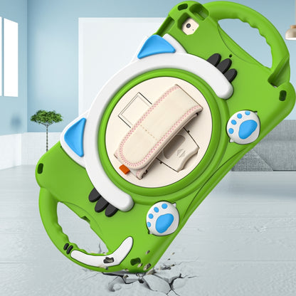 Cute Cat King Kids Shockproof Silicone Tablet Case with Holder & Shoulder Strap & Handle For iPad mini 5 / 4 / 3 / 2 /1(Green) by bashfashion