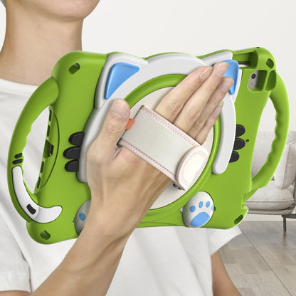 Cute Cat King Kids Shockproof Silicone Tablet Case with Holder & Shoulder Strap & Handle For iPad mini 5 / 4 / 3 / 2 /1(Green) by bashfashion