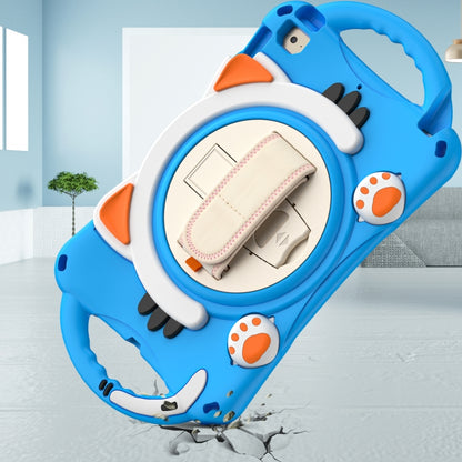 Cute Cat King Kids Shockproof Silicone Tablet Case with Holder & Shoulder Strap & Handle For iPad mini 5 / 4 / 3 / 2 /1(Light Blue) by bashfashion