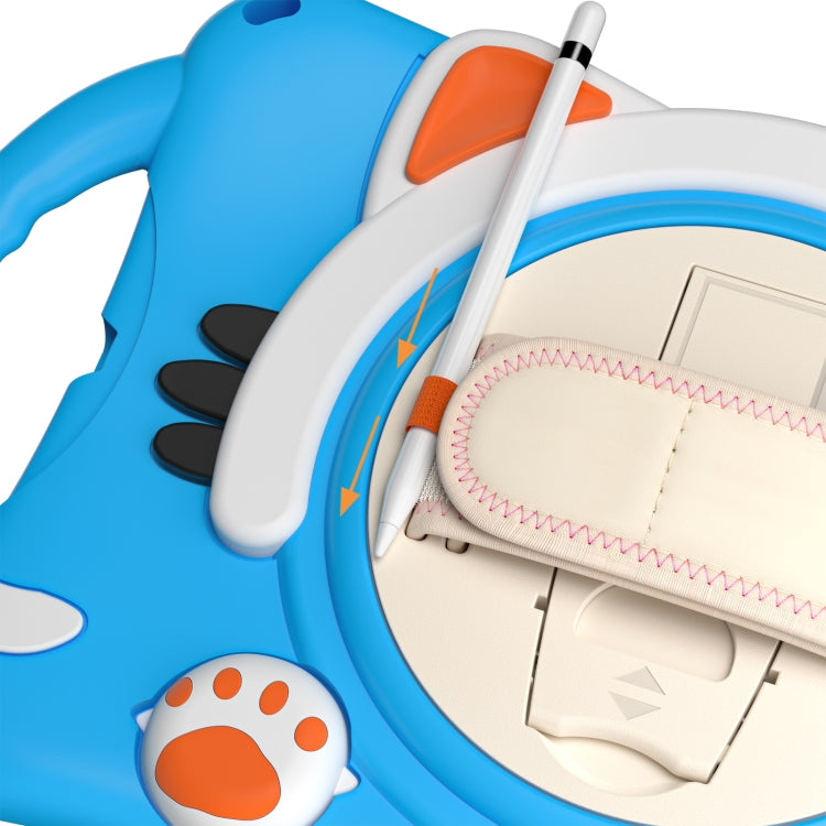 Cute Cat King Kids Shockproof Silicone Tablet Case with Holder & Shoulder Strap & Handle For iPad mini 5 / 4 / 3 / 2 /1(Light Blue) by bashfashion