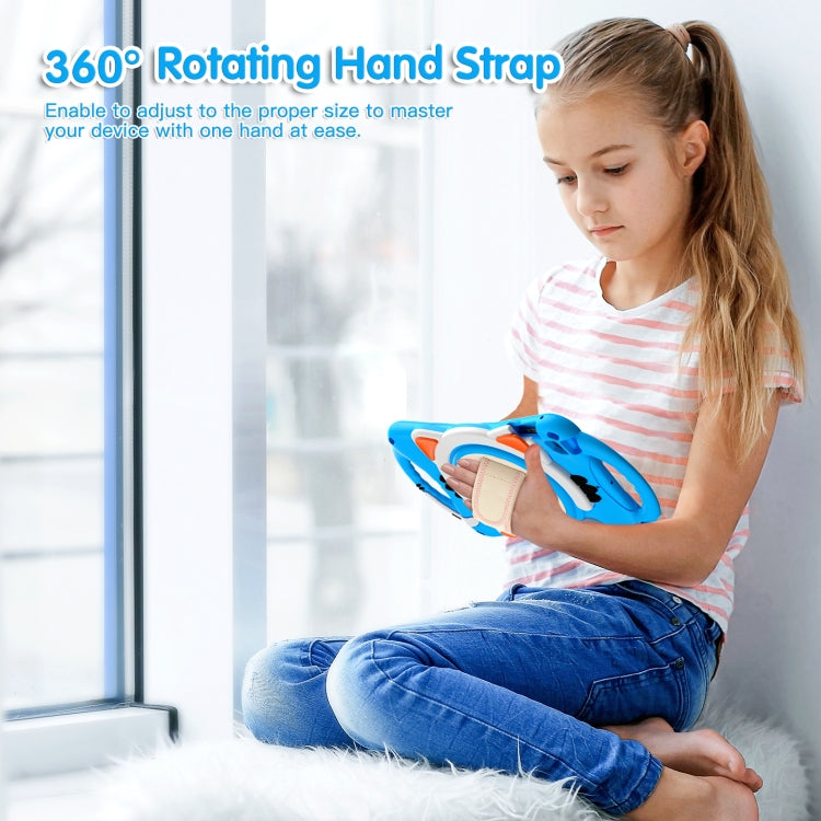 Cute Cat King Kids Shockproof Silicone Tablet Case with Holder & Shoulder Strap & Handle For iPad mini 5 / 4 / 3 / 2 /1(Light Blue) by bashfashion