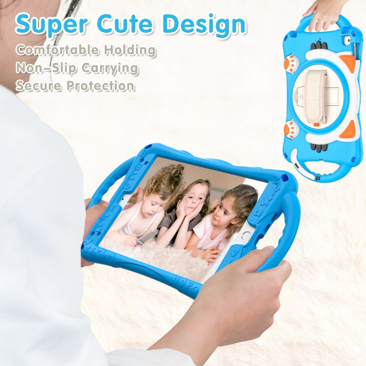 Cute Cat King Kids Shockproof Silicone Tablet Case with Holder & Shoulder Strap & Handle For iPad mini 5 / 4 / 3 / 2 /1(Light Blue) by bashfashion