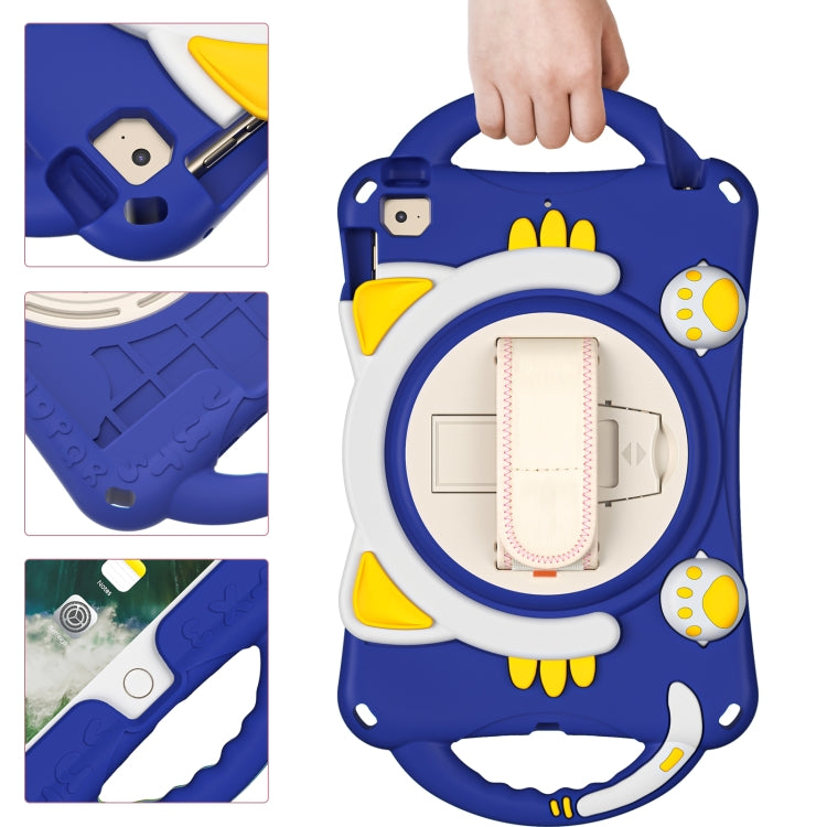 Cute Cat King Kids Shockproof Silicone Tablet Case with Holder & Shoulder Strap & Handle For iPad mini 5 / 4 / 3 / 2 /1(Dark Blue) by bashfashion