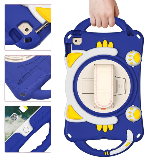 Cute Cat King Kids Shockproof Silicone Tablet Case with Holder & Shoulder Strap & Handle For iPad mini 5 / 4 / 3 / 2 /1(Dark Blue) by bashfashion