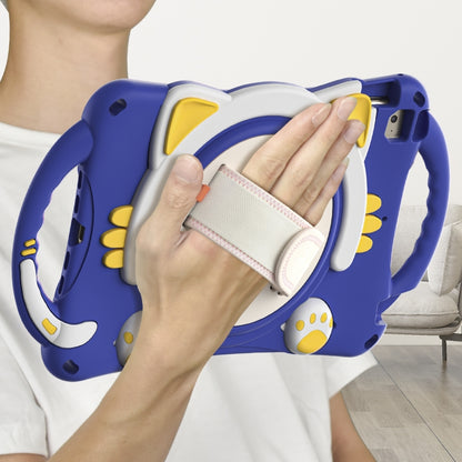 Cute Cat King Kids Shockproof Silicone Tablet Case with Holder & Shoulder Strap & Handle For iPad mini 5 / 4 / 3 / 2 /1(Dark Blue) by bashfashion