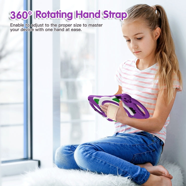Cute Cat King Kids Shockproof Silicone Tablet Case with Holder & Shoulder Strap & Handle For iPad mini 5 / 4 / 3 / 2 /1(Purple) by bashfashion