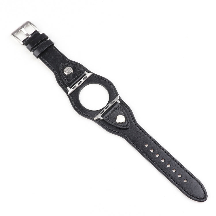 Leather Watch Band For Apple Watch Series 9&8&7 41mm / SE 3&SE 2&6&SE&5&4 40mm / 3&2&1 38mm(Black) by bashfashion