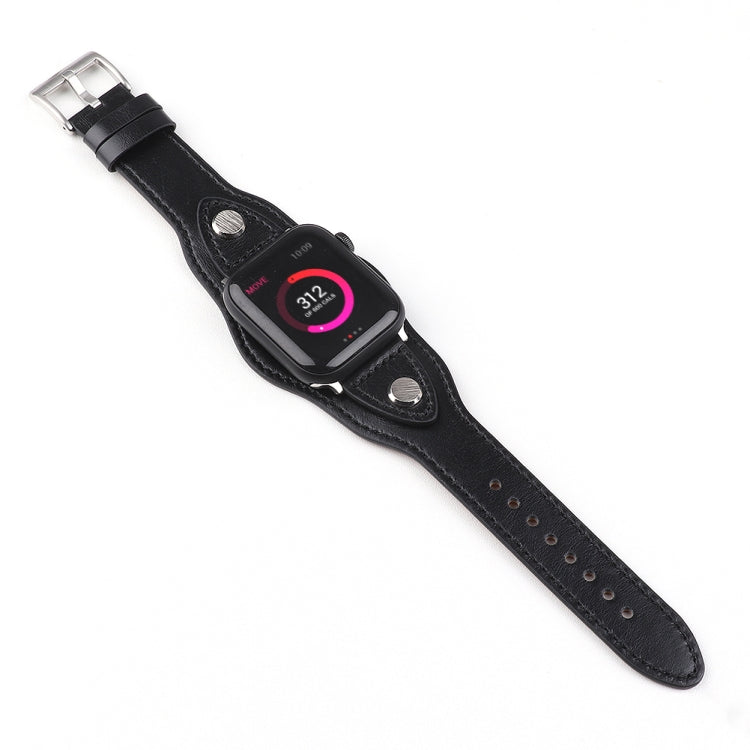 Leather Watch Band For Apple Watch Series 9&8&7 41mm / SE 3&SE 2&6&SE&5&4 40mm / 3&2&1 38mm(Black) by bashfashion