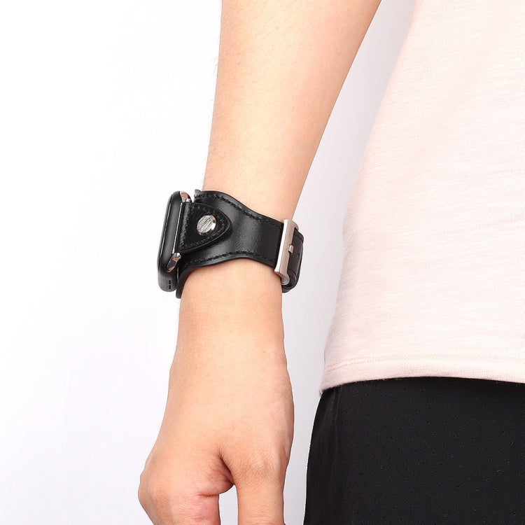 Leather Watch Band For Apple Watch Series 9&8&7 41mm / SE 3&SE 2&6&SE&5&4 40mm / 3&2&1 38mm(Black) by bashfashion