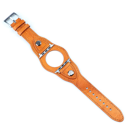 Leather Watch Band For Apple Watch Series 9&8&7 41mm / SE 3&SE 2&6&SE&5&4 40mm / 3&2&1 38mm(Yellow Brown) by bashfashion