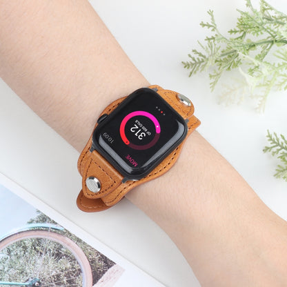 Leather Watch Band For Apple Watch Series 9&8&7 41mm / SE 3&SE 2&6&SE&5&4 40mm / 3&2&1 38mm(Yellow Brown) by bashfashion