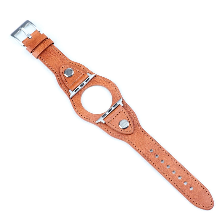 Leather Watch Band For Apple Watch Series 7 41mm / 6 & SE & 5 & 4 40mm / 3 & 2 & 1 38mm(Light Brown) by bashfashion
