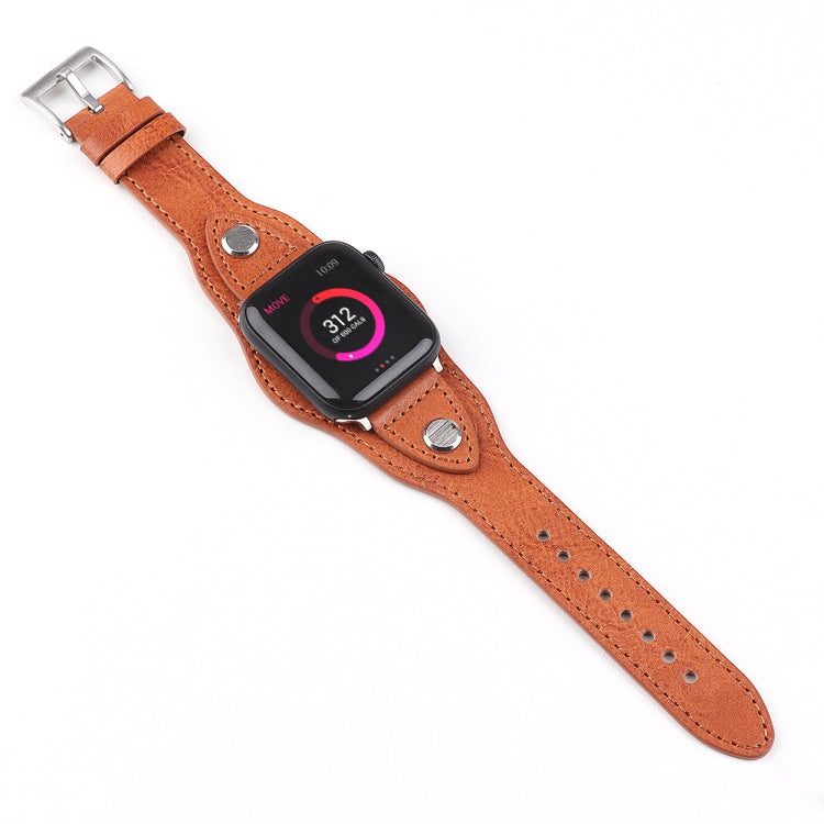 Leather Watch Band For Apple Watch Series 7 41mm / 6 & SE & 5 & 4 40mm / 3 & 2 & 1 38mm(Light Brown) by bashfashion