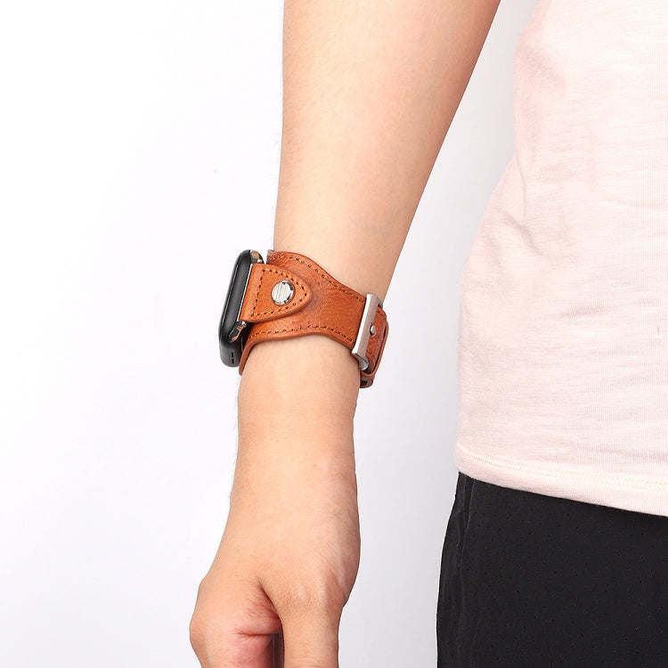 Leather Watch Band For Apple Watch Series 7 41mm / 6 & SE & 5 & 4 40mm / 3 & 2 & 1 38mm(Light Brown) by bashfashion