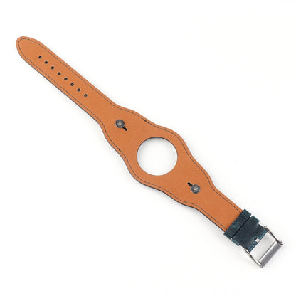 Leather Watch Band For Apple Watch Ultra 49mm&Watch Ultra 2 49mm / Series 9&8&7 45mm / SE 3&SE 2&6&SE&5&4 44mm / 3&2&1 42mm(Discolored Oil Wax Blue) by bashfashion