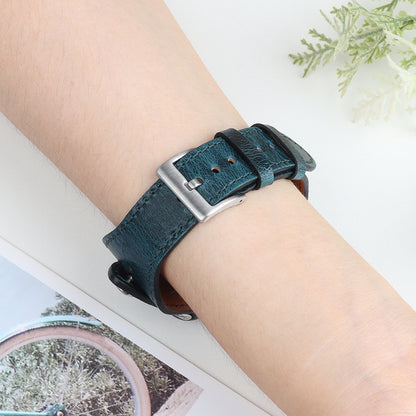 Leather Watch Band For Apple Watch Ultra 49mm&Watch Ultra 2 49mm / Series 9&8&7 45mm / SE 3&SE 2&6&SE&5&4 44mm / 3&2&1 42mm(Discolored Oil Wax Blue) by bashfashion
