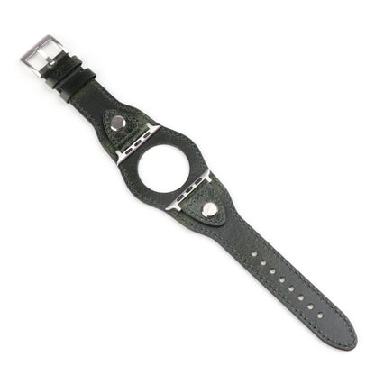 Leather Watch Band For Apple Watch Ultra 49mm&Watch Ultra 2 49mm / Series 9&8&7 45mm / SE 3&SE 2&6&SE&5&4 44mm / 3&2&1 42mm(Discolored Oil Wax Green) by bashfashion