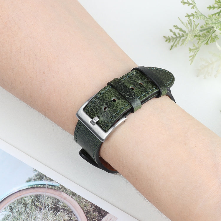 Leather Watch Band For Apple Watch Ultra 49mm&Watch Ultra 2 49mm / Series 9&8&7 45mm / SE 3&SE 2&6&SE&5&4 44mm / 3&2&1 42mm(Discolored Oil Wax Green) by bashfashion