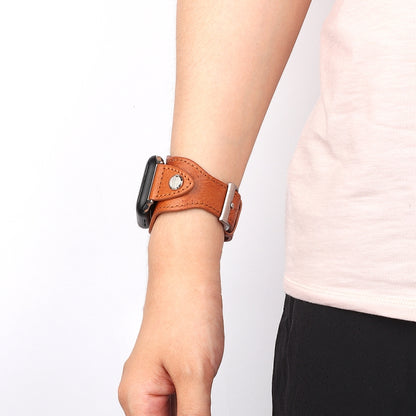 Leather Watch Band For Apple Watch Ultra 49mm&Watch Ultra 2 49mm / Series 9&8&7 45mm / SE 3&SE 2&6&SE&5&4 44mm / 3&2&1 42mm(Light Brown) by bashfashion