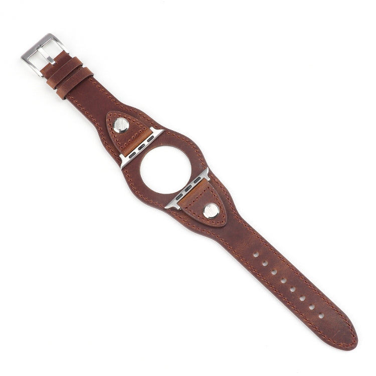 Leather Watch Band For Apple Watch Ultra 49mm&Watch Ultra 2 49mm / Series 9&8&7 45mm / SE 3&SE 2&6&SE&5&4 44mm / 3&2&1 42mm(Dark Brown) by bashfashion