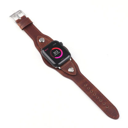 Leather Watch Band For Apple Watch Ultra 49mm&Watch Ultra 2 49mm / Series 9&8&7 45mm / SE 3&SE 2&6&SE&5&4 44mm / 3&2&1 42mm(Dark Brown) by bashfashion