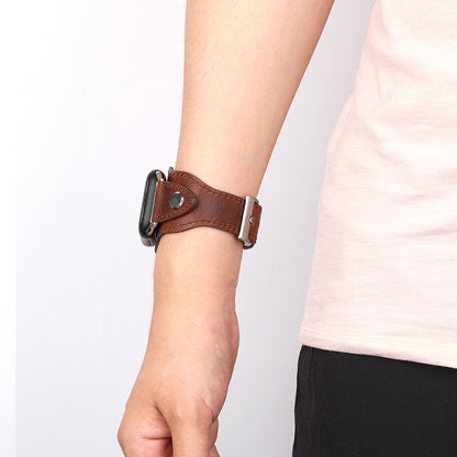 Leather Watch Band For Apple Watch Ultra 49mm&Watch Ultra 2 49mm / Series 9&8&7 45mm / SE 3&SE 2&6&SE&5&4 44mm / 3&2&1 42mm(Dark Brown) by bashfashion