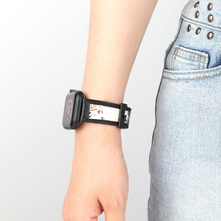 Ink Painting Leather Watch Band For Apple Watch Series 9&8&7 41mm / SE 3&SE 2&6&SE&5&4 40mm / 3&2&1 38mm(Brown) by bashfashion