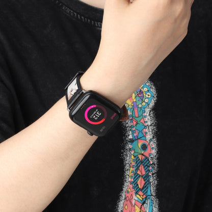 Ink Painting Leather Watch Band For Apple Watch Series 9&8&7 41mm / SE 3&SE 2&6&SE&5&4 40mm / 3&2&1 38mm(Brown) by bashfashion